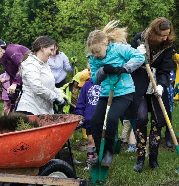 Students begin creating vegetable garden at James Bolton Public School